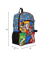 Super Mario Bros Characters & Power-Ups 16" Youth 5-Piece Backpack Set