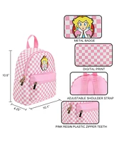 Super Mario Bros Princess Peach 10.6" Pink & White Checkered Mini Backpack
