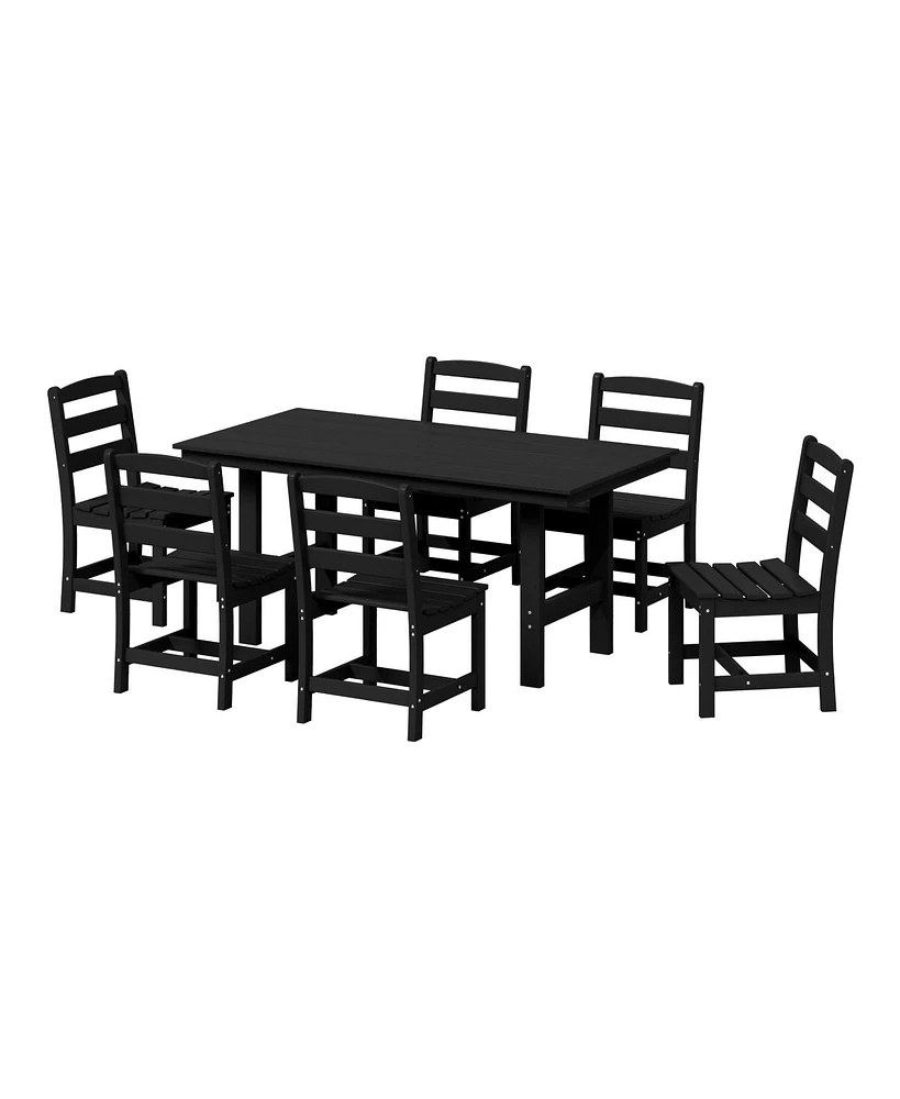 7-Piece Hdpe Outdoor Rectangular Patio Dining Table Set with Side Chairs