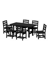 7-Piece Hdpe Outdoor Rectangular Patio Dining Table Set with Side Chairs