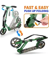 Hurtle Renegade Lightweight Foldable Teen and Adult Adjustable Ride On 2 Wheel Transportation Commuter Kick Scooter, Camouflage