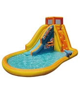 Banzai Duck Blast 14.4' L x 9.5' W x 8' H Inflatable Water Park with Waterslide and Water Cannon