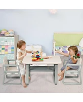 Kids Table and 2 Chairs Set with Storage Shelf