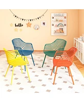 4 Pieces Kids Chairs with Curved Backrest and Ergonomic Armrests