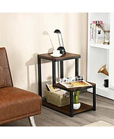 3-Tier End Table Sofa Side Table Ladder-Shaped with Storage Shelf
