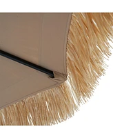 10 ft. Outdoor Double Layer Hawaiian Style Market Umbrella in Brown with Base and Crank Tilt