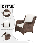 5-Piece Rattan Outdoor Conversation Set: 2 Ottomans, 2 Single Chairs, 1 Couch