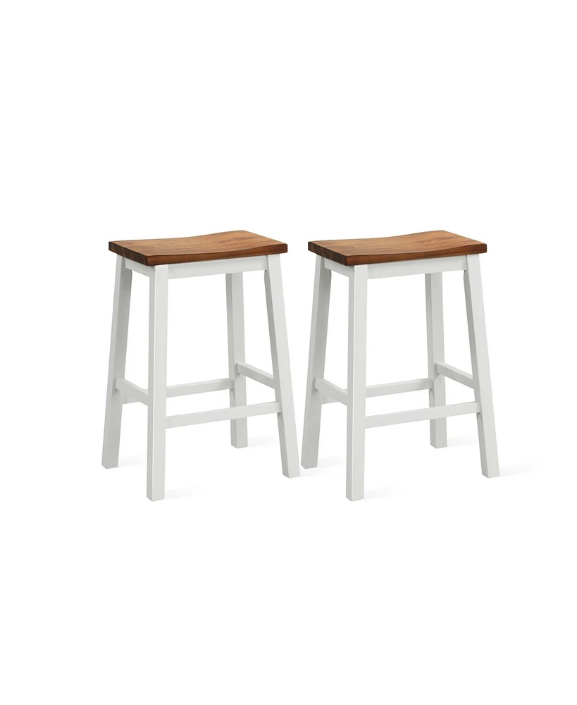 Set of 2 Saddle Stools Bar Stools with Footrests for Kitchen Island