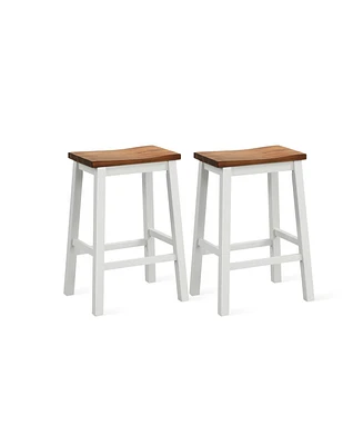 Set of 2 Saddle Stools Bar Stools with Footrests for Kitchen Island