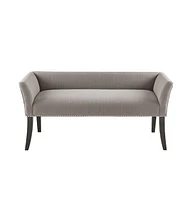 Upholstered Accent Bench with Nailhead Trim and Solid Wood Legs-The Pop Home