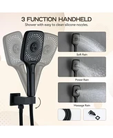 2-Function Shower System, Wall Mounted 10" Rain Head, High-Pressure Luxury Faucet Set with Temperature Display, Pressure Balancing Valve