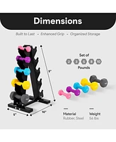 BalanceFrom Fitness 2, 3, 5, 8 & 10 Pound Neoprene Coated Dumbbell Set with Rack