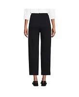 Lands' End Women's Sport Knit High Rise Pleated Straight Leg Crop Pants