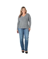 Plus Size Split Side Loose Long Sleeve V-Neck Pullover Cashmere Sweater