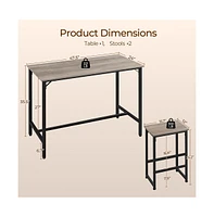 Yaheetech Industrial Counter Height Table Set with 2 Backless Stools