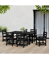 7-Piece Hdpe Outdoor Rectangular Patio Dining Table Set