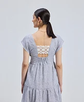Gathered Tiered Dress with Front-ties