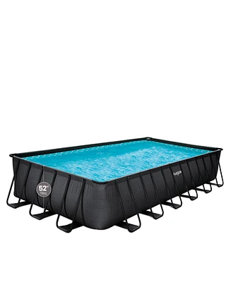 Funsicle 24'x12'x52" Oasis Rectangle Outdoor Above Ground Swimming Pool, Black