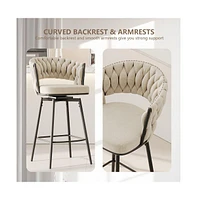 Set of 2 Swivel Bar Stools, 360 Adjustable Counter Height Chairs with Modern Metal Frame-The Pop Home