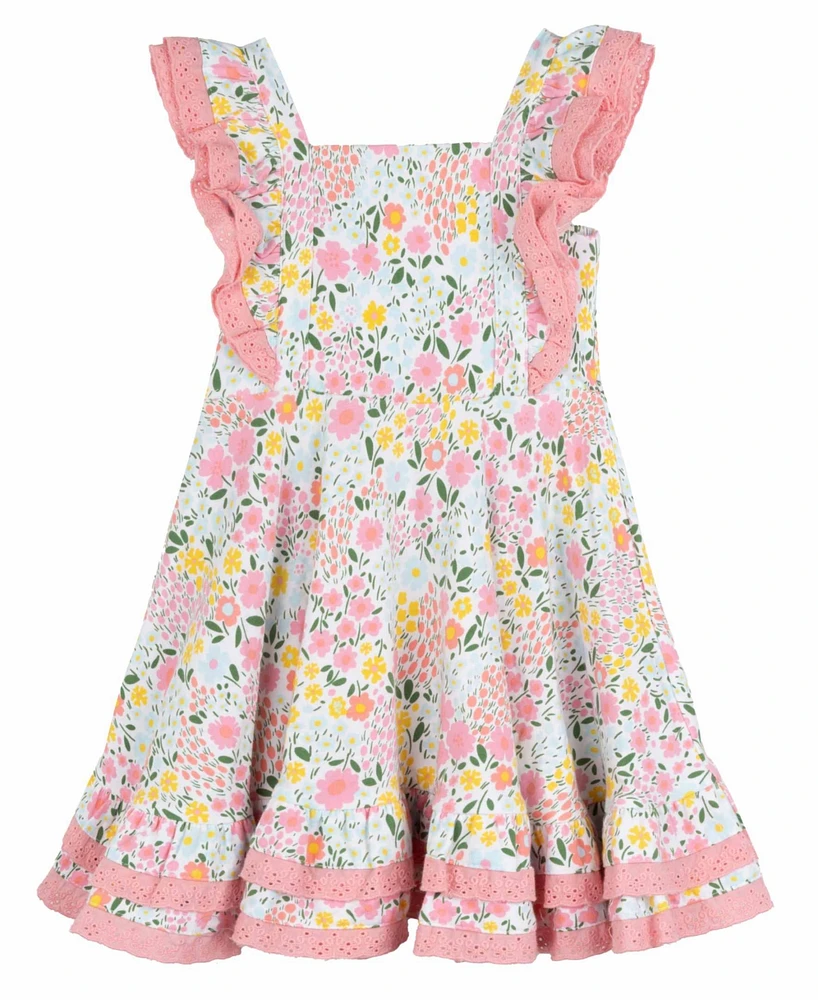 Rare Editions Little and Toddler Girls Floral Crochet Dress