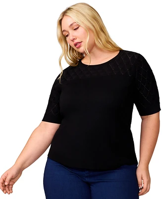 Melissa Paige Plus Elbow-Sleeve Top, Exclusively at Macy's