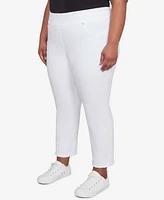 Ruby Rd. Plus Embroidered Extra Stretch White Denim Jeans
