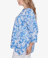 Ruby Rd. Plus Jacobean Paisley Puff Print V-Neck Top