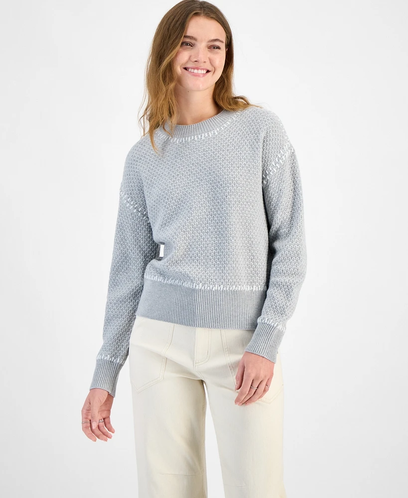 And Now This Women's Whip Stitch Dropped-Shoulder Cotton Sweater, Regular & Petites, Exclusively at Macy's