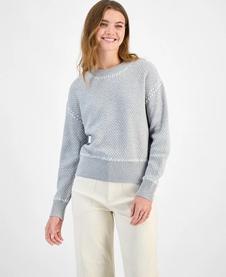 And Now This Women's Whip Stitch Dropped-Shoulder Cotton Sweater, Regular & Petites, Exclusively at Macy's