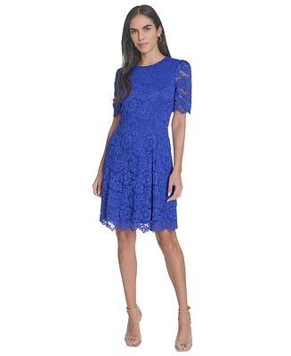 Jessica Howard Women's Elbow-Sleeve Lace A-Line Dress