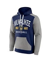 Men's Fanatics Navy, Gray Milwaukee Brewers Chip In Team Pullover Hoodie