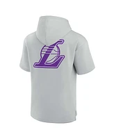 Men's and Women's Fanatics Signature Gray Los Angeles Lakers Super Soft Fleece Short Sleeve Pullover Hoodie