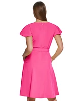 Calvin Klein Women's Flutter-Sleeve Tie-Waist Dress