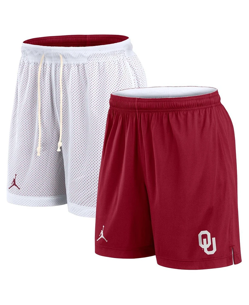 Jordan Men's White/Crimson Oklahoma Sooners Primetime Reversible Shorts