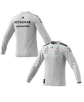 Adidas Men's White Mercedes-amg Petronas F1 Team Driver Wear Replica Long Sleeve Slim T-Shirt