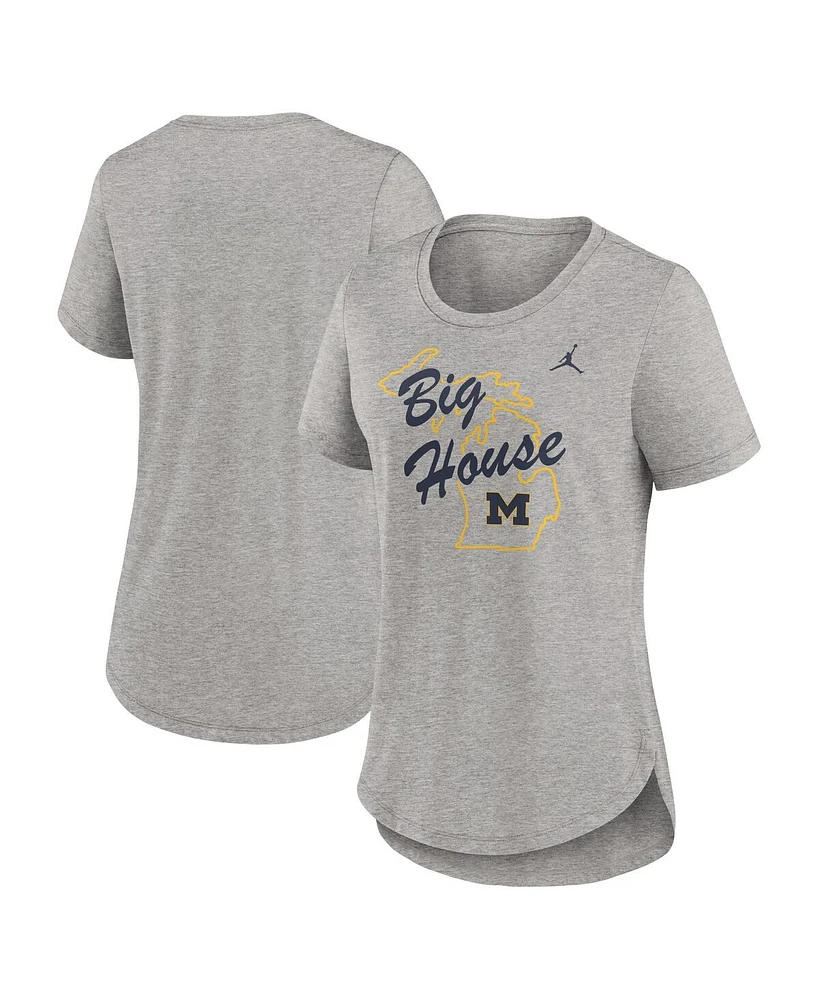 Jordan Women's Heather Gray Michigan Wolverines Local Campus Location Mantra Tri-Blend T-Shirt