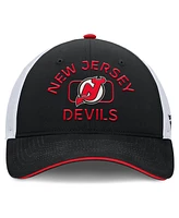 Fanatics Men's /White New Jersey Devils Authentic Pro Rink Trucker Hat