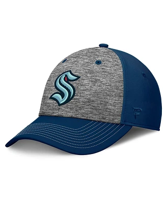 Fanatics Men's Gray/Navy Seattle Kraken Fundamental Top Shelf 2-Tone Flex Hat