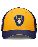 Nike Men's Navy/Gold Milwaukee Brewers Rise Swoosh Performance Flex Hat