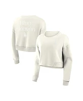 Fanatics Women's Cream Los Angeles Dodgers Relax Studio Cropped Pullover Sweatshirt