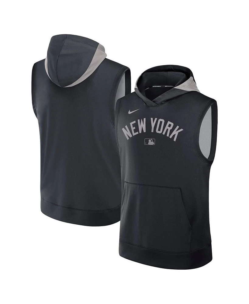 Nike Men's Navy New York Yankees Authentic Collection Performance Sleeveless Pullover Hoodie