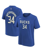 Nike Big Boys and Girls Giannis Antetokounmpo Royal Milwaukee Bucks 2024/25 City Edition Name Number T-Shirt