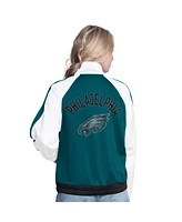 G-iii 4Her by Carl Banks Women's White/Midnight Green Philadelphia Eagles Rally Rhinestone Full-Zip Track Jacket