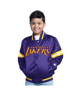 Starter Big Boys and Girls Purple Los Angeles Lakers Scrimmage Full-Snap Varsity Jacket