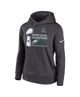 Nike Women's Anthracite Philadelphia Eagles Super Bowl Lix Champions Locker Room Trophy Collection Club Fleece Pullover Top