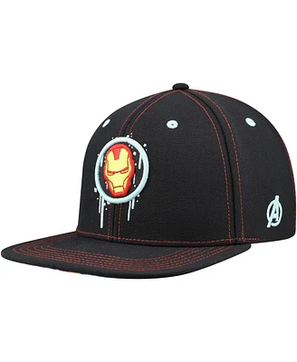 Lids Big Boys and Girls Black Iron Man Glow-in-the-Dark Snapback Hat