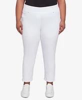 Ruby Rd. Plus Embroidered Extra Stretch White Denim Jeans