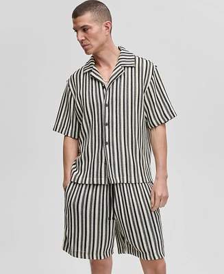 Mode of One Men's Vertical-Stripe Camp Collar Shirt, Exclusively at Macy's