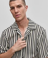 Mode of One Men's Vertical-Stripe Camp Collar Shirt, Exclusively at Macy's