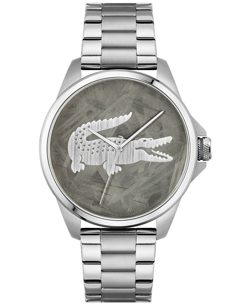 Lacoste Men's Le Croc Silver Tone Stainless Steel Bracelet Watch, 43mm
